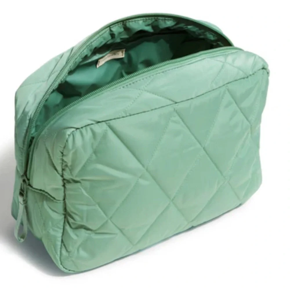 NWT Vera Bradley quilted beryl green XL cosmetic bag.  Ultralight fabric